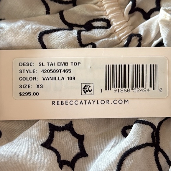 NWT Rebecca Taylor Tai Silk Blend Floral Embroidered Ruffled High Neck Top - Picture 7 of 7